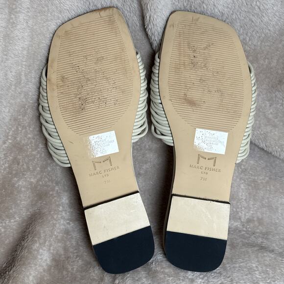 Marc Fisher Ltd Women's 7M Maddie Ivory Slip On Leather Sandals Summer Spring - Picture 7 of 8